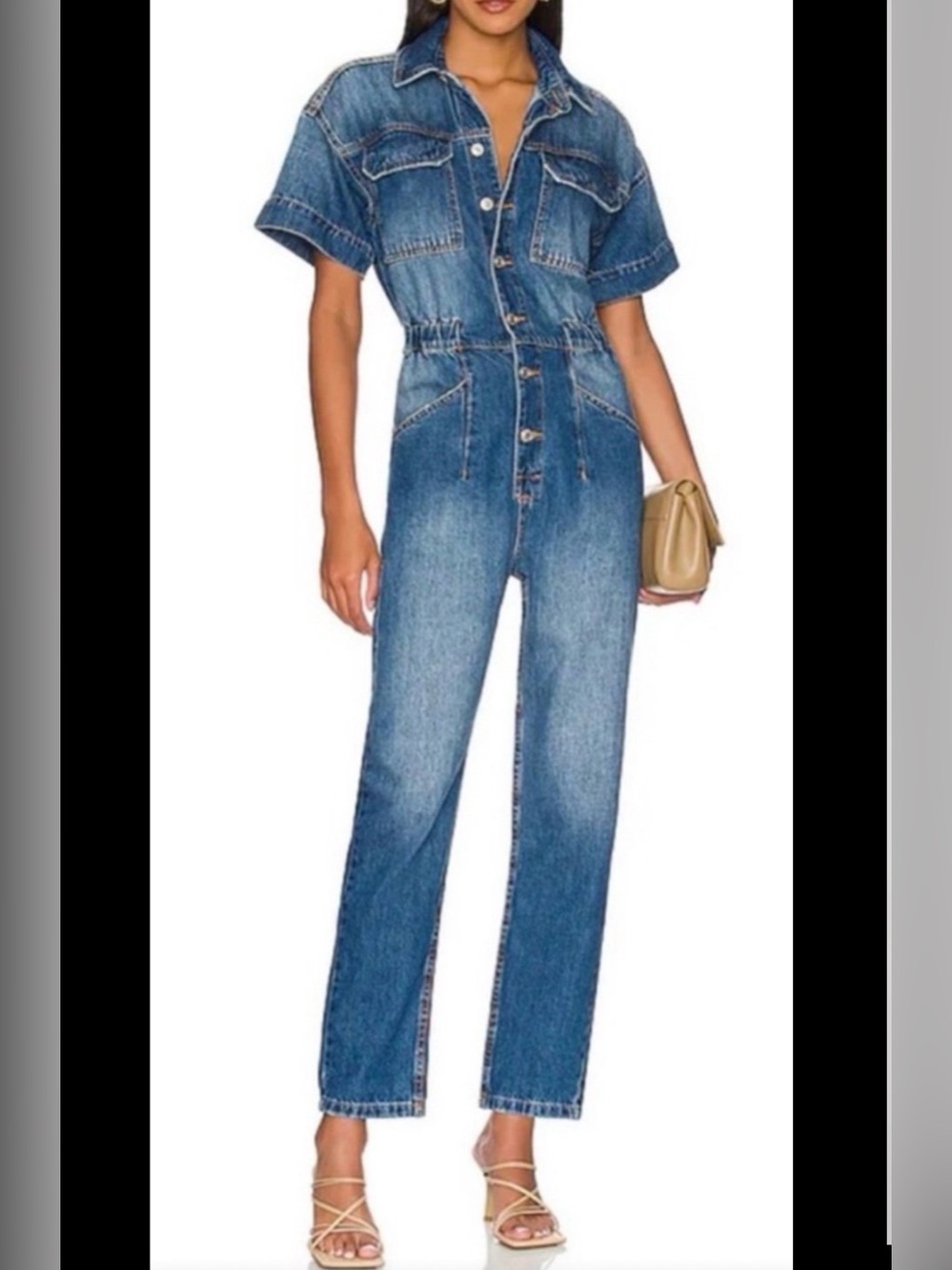 Free People  Marin Denim Jumpsuit